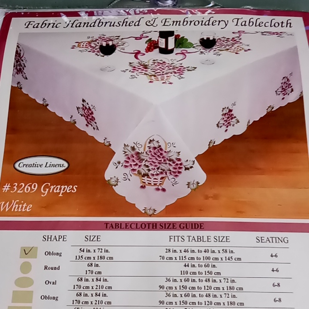 🌺Creative🌺 Linens #3269 Grapes White Oblong Tablecloth
